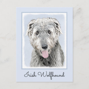 Irish Wolfhound Painting - Cute Original Dog Art Postcard