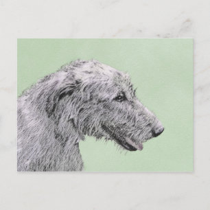 Irish Wolfhound Painting - Cute Original Dog Art Postcard