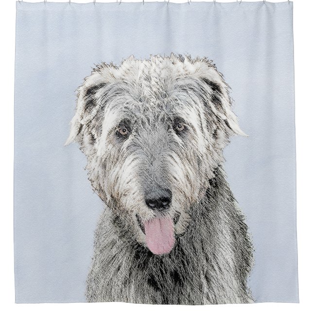 Irish Wolfhound Painting - Cute Original Dog Art Shower Curtain (Front)