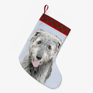 Irish Wolfhound Painting - Cute Original Dog Art Small Christmas Stocking
