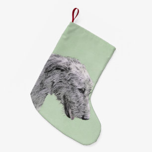 Irish Wolfhound Painting - Cute Original Dog Art Small Christmas Stocking
