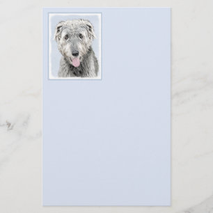 Irish Wolfhound Painting - Cute Original Dog Art Stationery