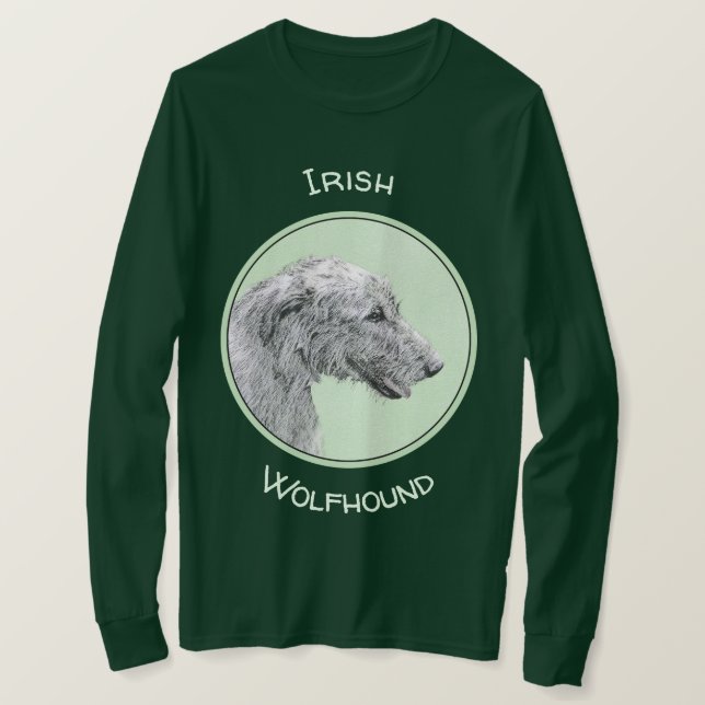 Irish Wolfhound Painting - Cute Original Dog Art T-Shirt (Design Front)