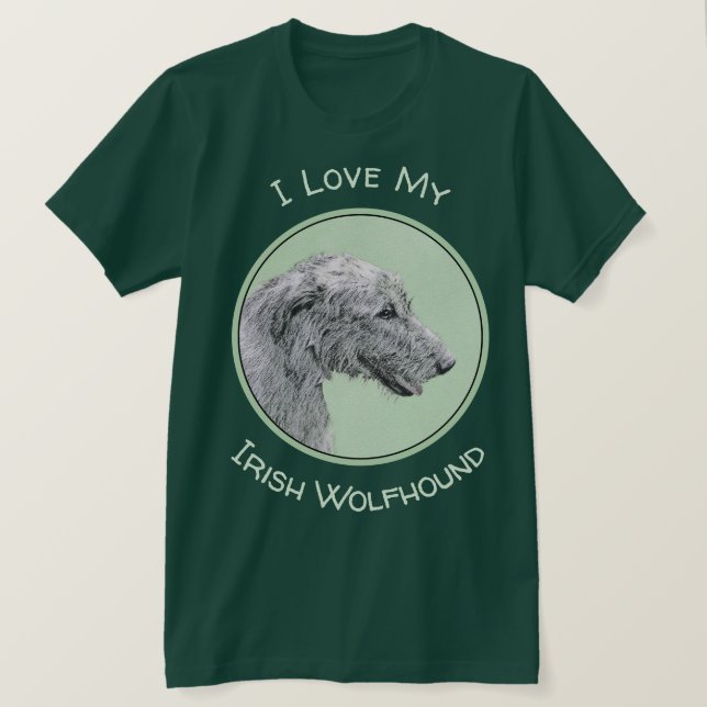 Irish Wolfhound Painting - Cute Original Dog Art T-Shirt (Design Front)
