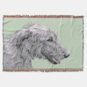 Irish Wolfhound Painting - Cute Original Dog Art Throw Blanket