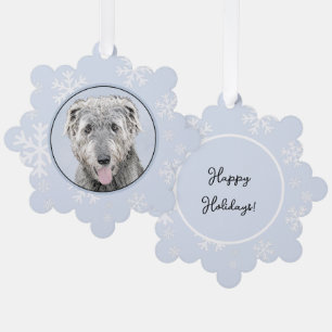 Irish Wolfhound Painting - Cute Original Dog Art Tree Decoration Card