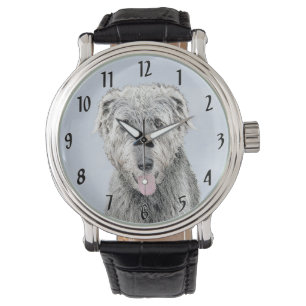 Irish Wolfhound Painting - Cute Original Dog Art Watch