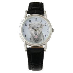 Irish Wolfhound Painting - Cute Original Dog Art Watch