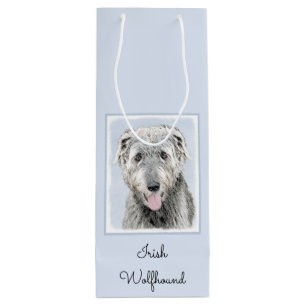 Irish Wolfhound Painting - Cute Original Dog Art Wine Gift Bag