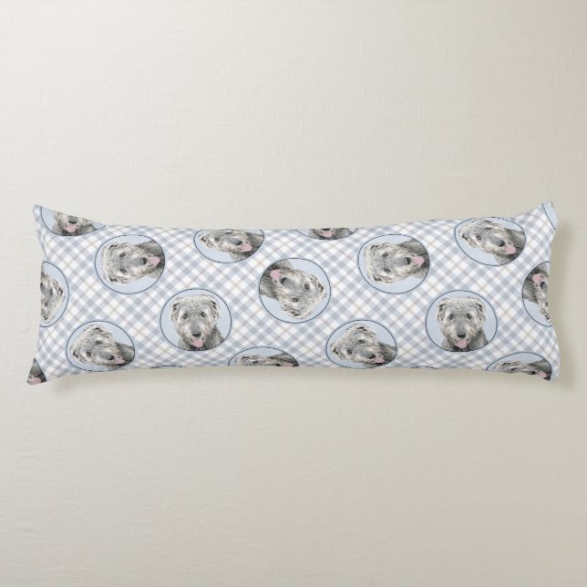 Irish Wolfhound Painting Grey Original Dog Art Body Cushion (Front)