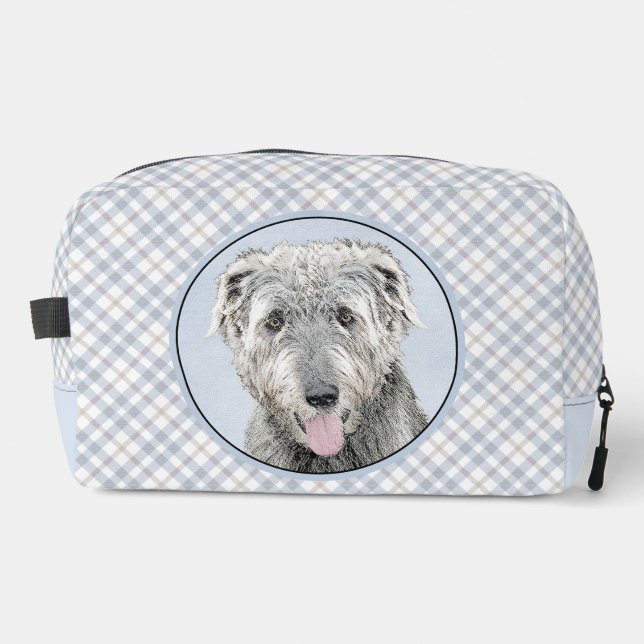 Irish Wolfhound Painting Grey Original Dog Art Dopp Kit (Front)