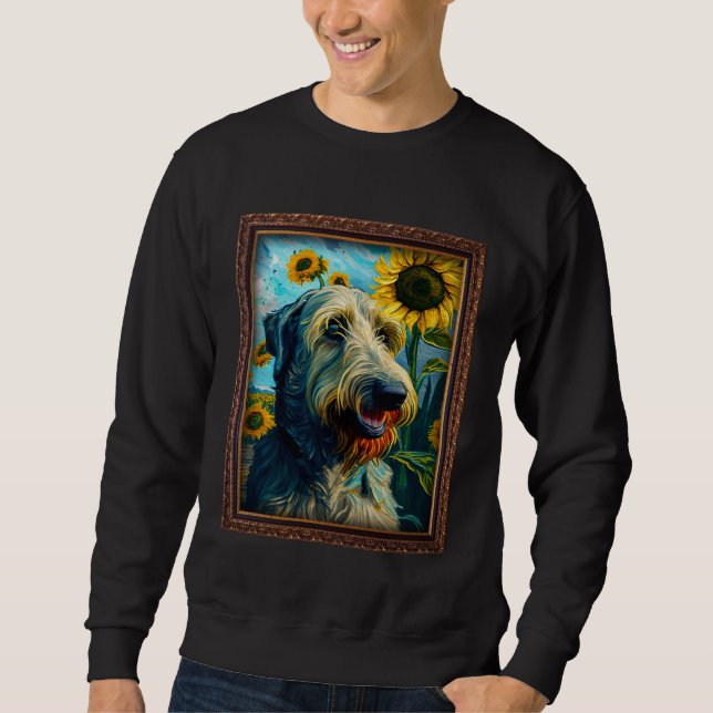 Irish Wolfhound Painting Sunflower Flower Mom Wome Sweatshirt (Front)