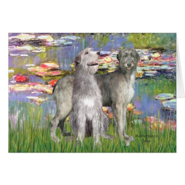 Irish Wolfhound Pair - Lilies 2 - Customised (Front Horizontal)