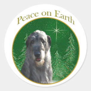 Irish Wolfhound Peace Classic Round Sticker