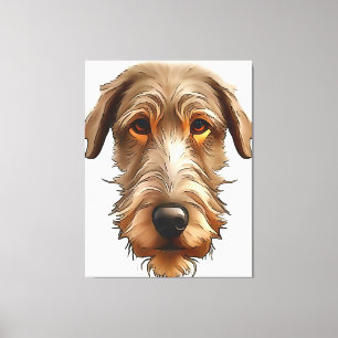 Irish Wolfhound Pet Portrait Black Outline Art Canvas Print