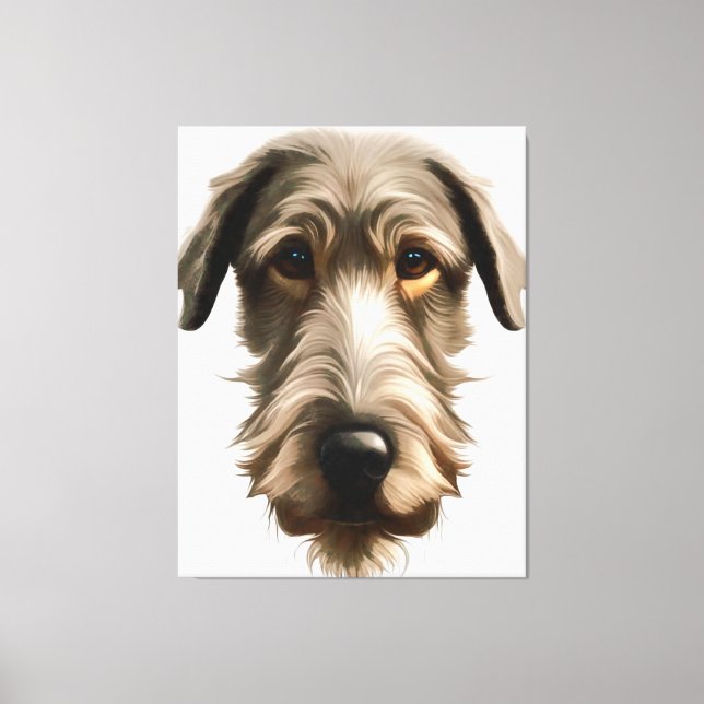 Irish Wolfhound Pet Portrait Painting Isolated on  Canvas Print (Front)