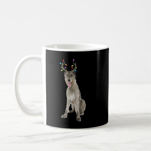 Irish Wolfhound Reindeer Christmas Dog Coffee Mug (Left)