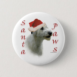Irish Wolfhound Santa Paws 6 Cm Round Badge