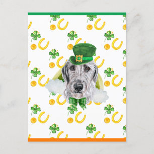 Irish Wolfhound Shamrock St. Patricks Day Holiday Postcard