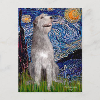 Irish Wolfhound - Starry Night (Vert) - Customised Postcard