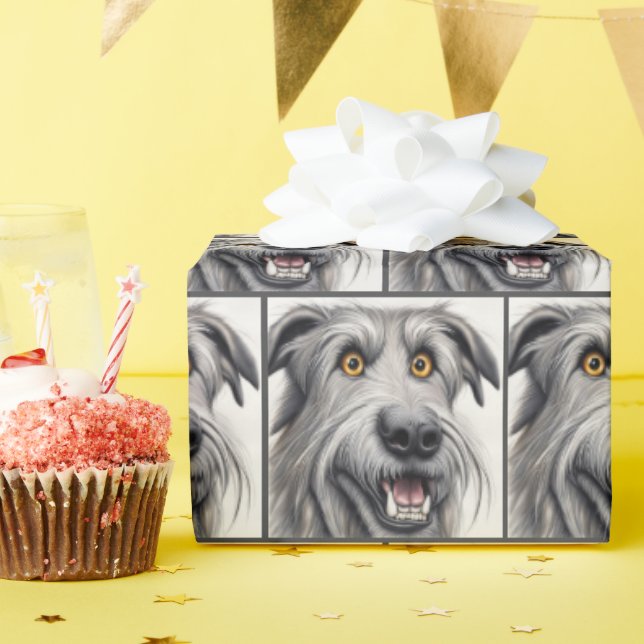 Irish Wolfhound Surprise Wrapping Paper (Birthday Party)