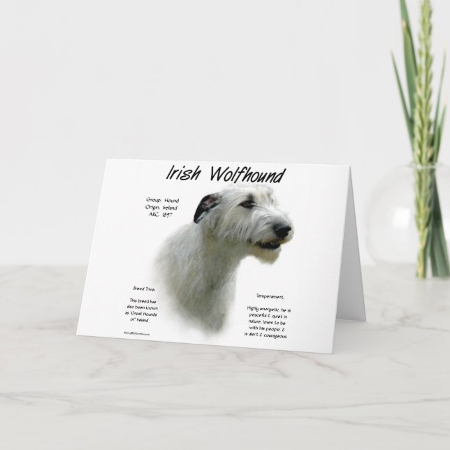 Irish Wolfhound (wht) History Design Holiday Card (Front)