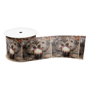 Irish Wolfhounds Enjoying a Root Beer Float Satin Ribbon