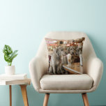 Irish Wolfhounds Sharing a Milkshake Cushion<br><div class="desc">A pair of Irish Wolfhound dogs sitting on stools share a milkshake in a retro diner</div>