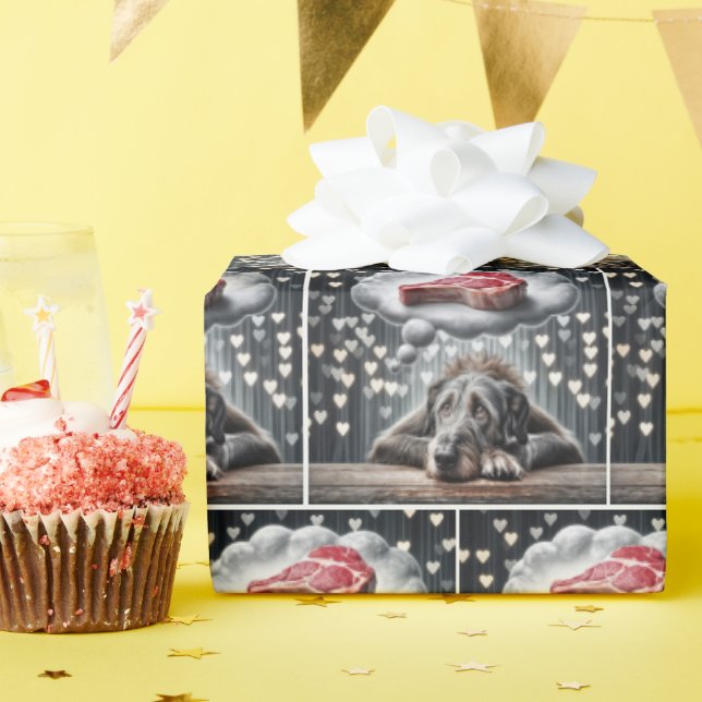 Irish Wolfhound's Steak Dream Wrapping Paper (Birthday Party)