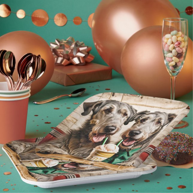 Irish Wolfhounds With Ice Cream Soda Paper Plate (Multi)