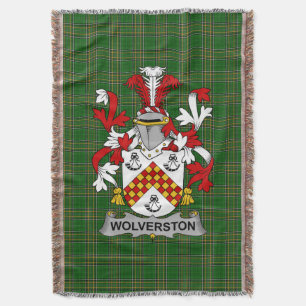  Irish Wolverston Coat of Arms Family Crest Irelan Throw Blanket