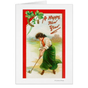 Irish Woman About to Hit Golfball