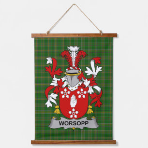 Irish Worsopp Coat of Arms Family Crest Hanging Tapestry