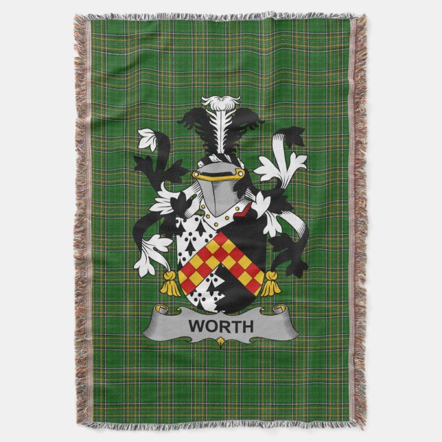  Irish Worth or McWorth Coat of Arms Family Crest  Throw Blanket (Front Vertical)