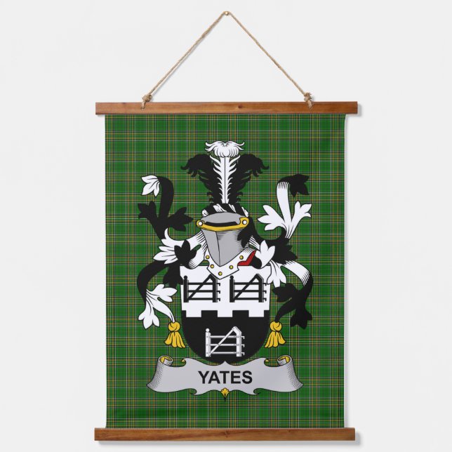 Irish Yeates Coat of Arms Family Crest Hanging Tapestry (Front)