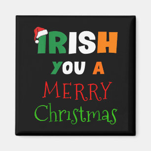 Irish You A Merry Christmas Ireland Flag Xmas Hat  Magnet