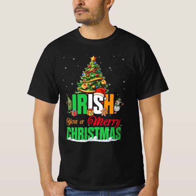 Irish You A Merry Christmas Santa Irish Flag Chris T-Shirt (Front)