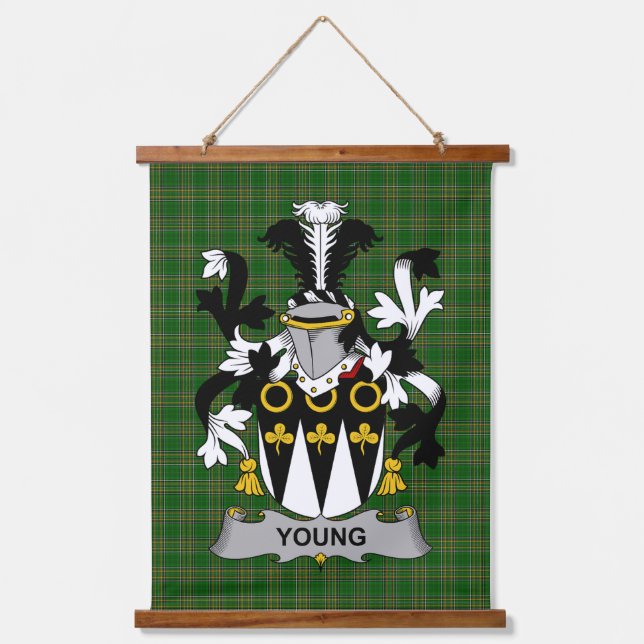 Irish Young Coat of Arms Family Crest Hanging Tapestry (Front)