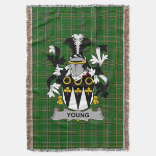  Irish Young Coat of Arms Family Crest Ireland Throw Blanket