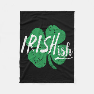 Irishish Word Art St Patricks Day Vintage Shamrock Fleece Blanket
