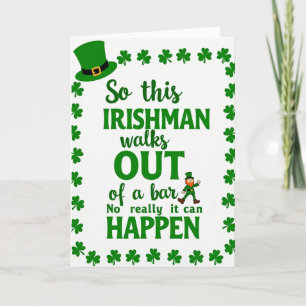 Irishman Bar Joke Funny Card