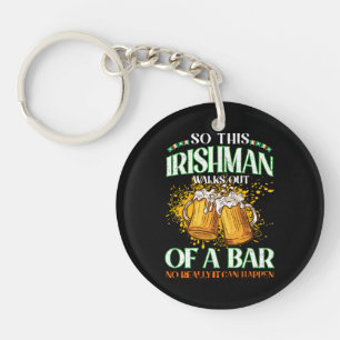 Irishman Drinking Beer St. Patrick's Day Key Ring
