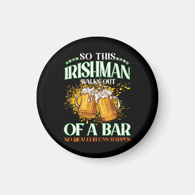 Irishman Drinking Beer St. Patrick's Day Magnet (Front)