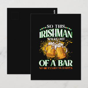 Irishman Drinking Beer St. Patrick's Day Postcard