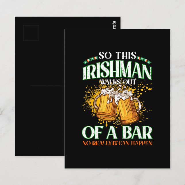 Irishman Drinking Beer St. Patrick's Day Postcard (Front/Back)