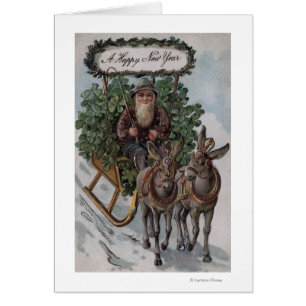 Irishman Driving Sleigh of Shamrocks