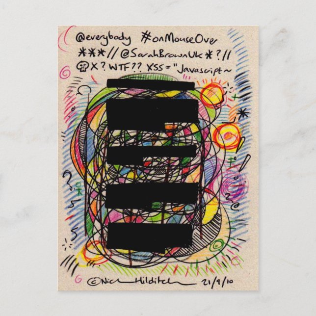 irkafirka @twitter crashed postcards (Front)