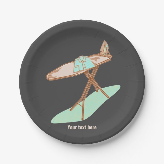 Iron and ironing board household chores paper plate (Front)