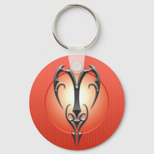 Iron Aries Symbol, red Key Ring