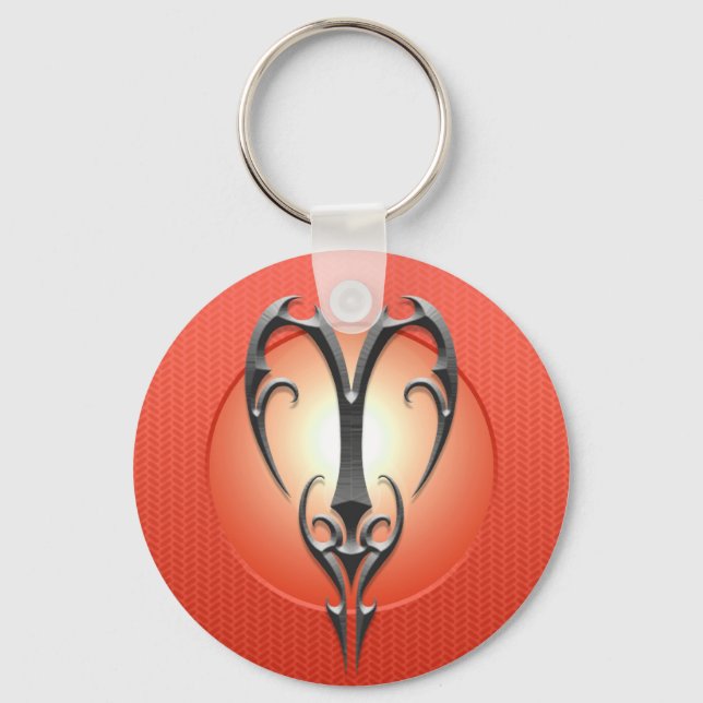 Iron Aries Symbol, red Key Ring (Front)